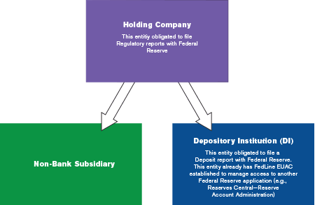 Diagram showing Holding Company pointing into Non-Bank Subsidiary and Depository Institution (DI)