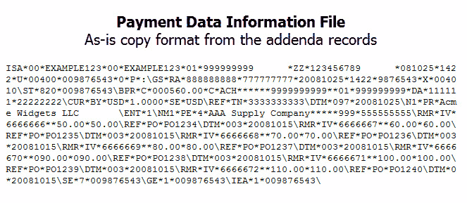 ACH Payment Data Information File - addenda records