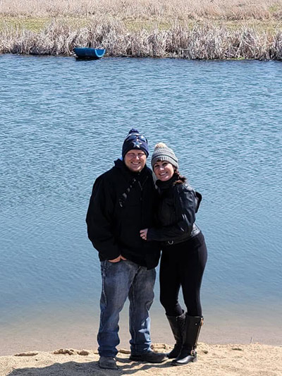 Alex and Kristina Wickersham on the banks of Mazon Creek