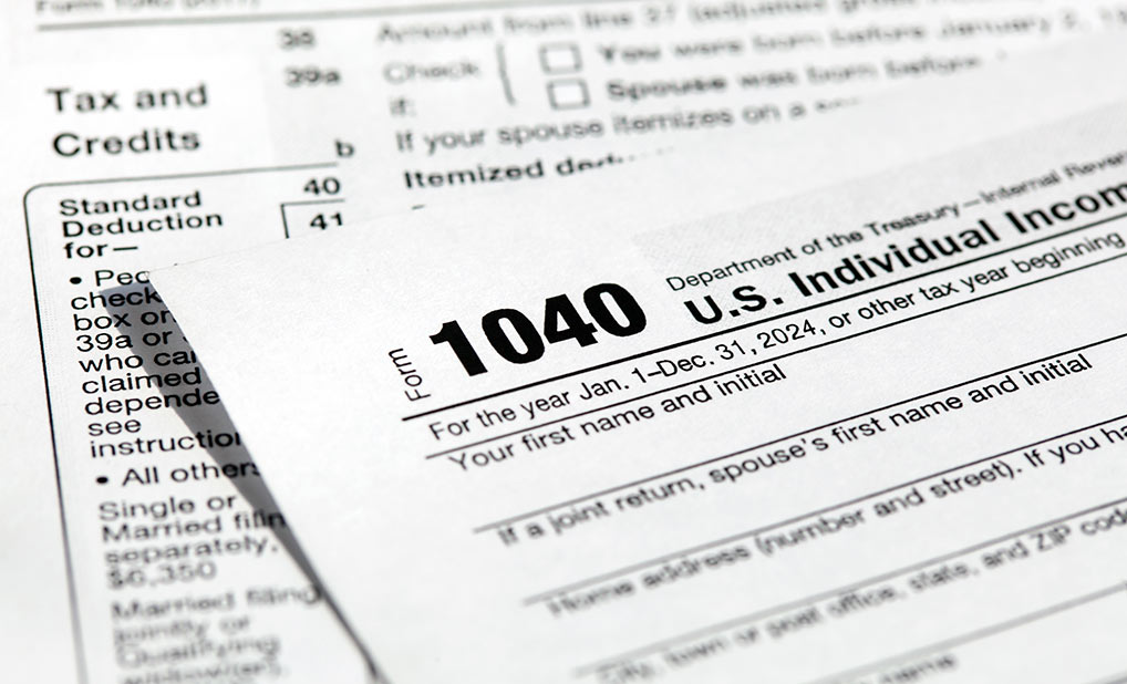 Close up of U.S. tax forms