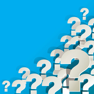 cascading question marks on a blue background