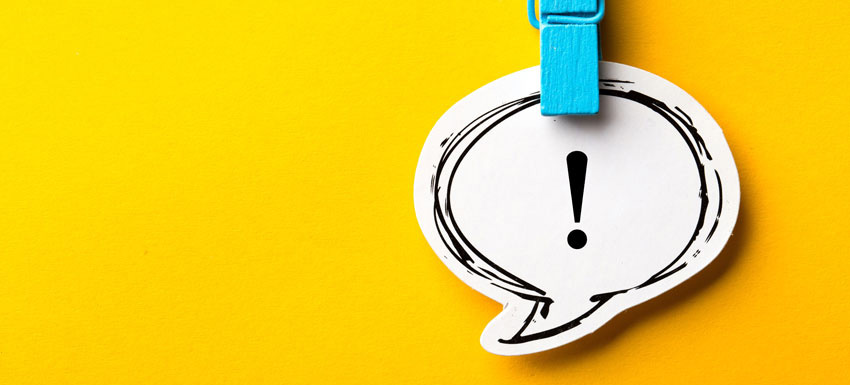 exclamation point on thought bubble