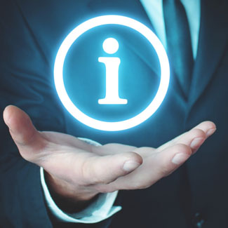 open hand holding glowing letter 'i'