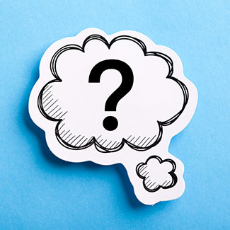 Thought bubble with a question mark inside