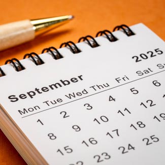 A calendar showing the month of September 2025.