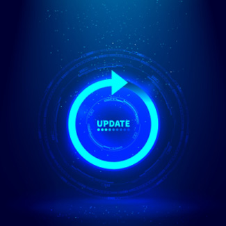 The word 'update' surrounded by a circular arrow