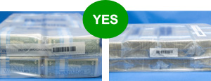 A correct example of bags bearing a unique SSCC barcode