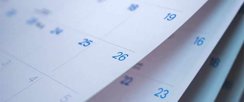 Close up of calendar pages