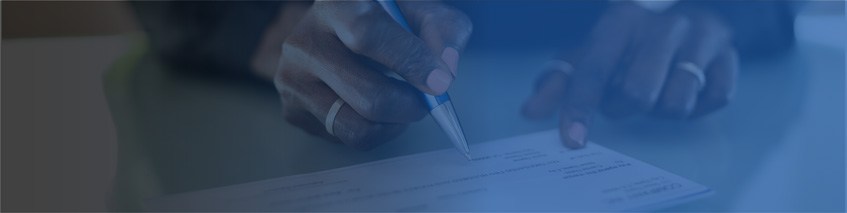 Person signing a check