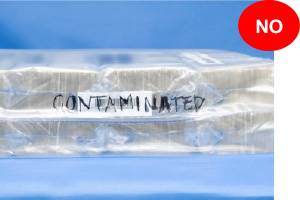 Example of contaminated currency in bag where bar code is not visible