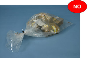 Incorrect example of small deposit in large bag