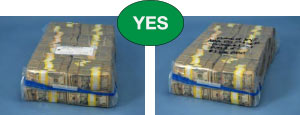 A correct example of properly labeled currency bag