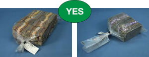 A correct example of a currency bag with tamper-proof seal