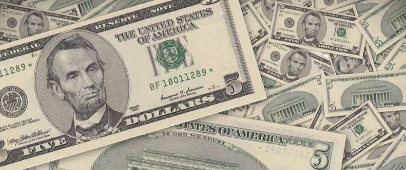 collage of $5 bills