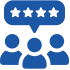icon of 3 people with 5 star rating