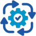 cog with checkmark and arrows going around it