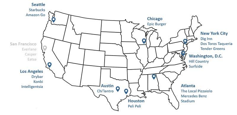 Figure 1 Sample of cashless Businesses across the United States