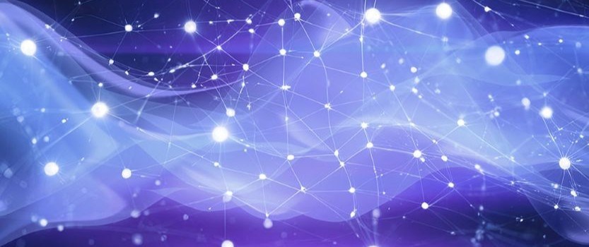illustration of interconnected nodes on purple wavelength