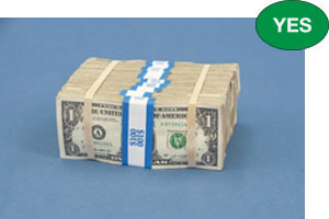 Example of properly stacked bundle using rubber bands