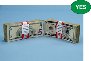 Correct example where bank stamp is placed on either side of the strap without regard to facing