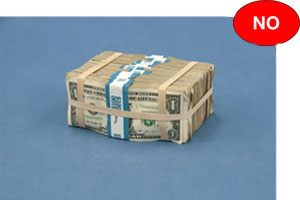 An incorrect example of improper placement of tension material on stack