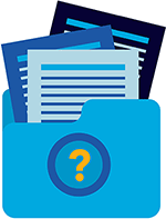 Folder with documents and a question mark on the folder