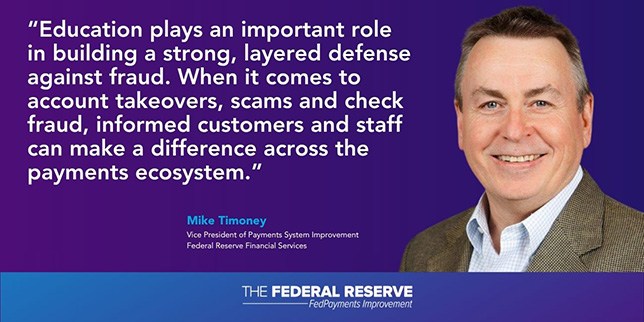 Mike Timoney quote about the importance of education in fraud mitigation